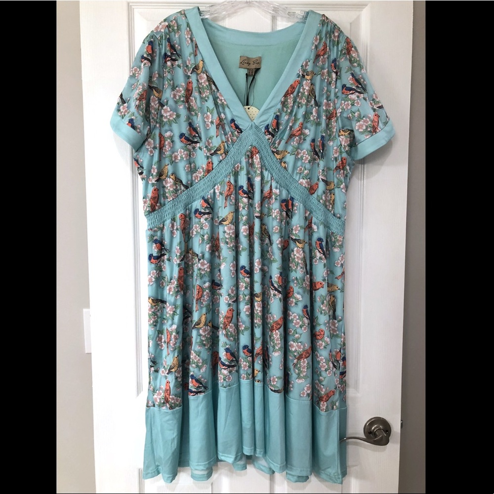 Lindy Bop Ariadne Blue Bird Blossom Dress